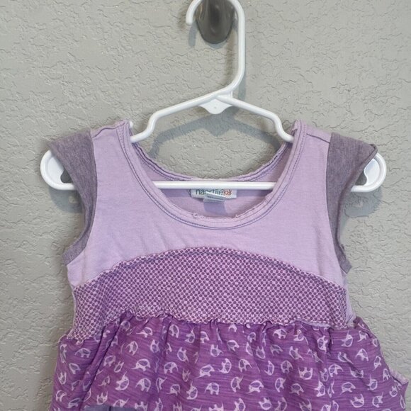 Naartjie Kids Girls 2T Purple Floral Short Sleeve Dress Tiered Ruffles Elephant - Picture 5 of 10